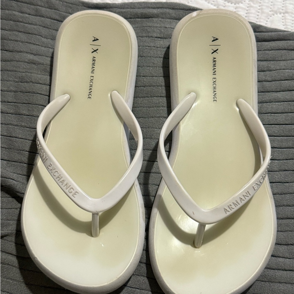 A/X Armani Exchange White Sandals Minimalist Design